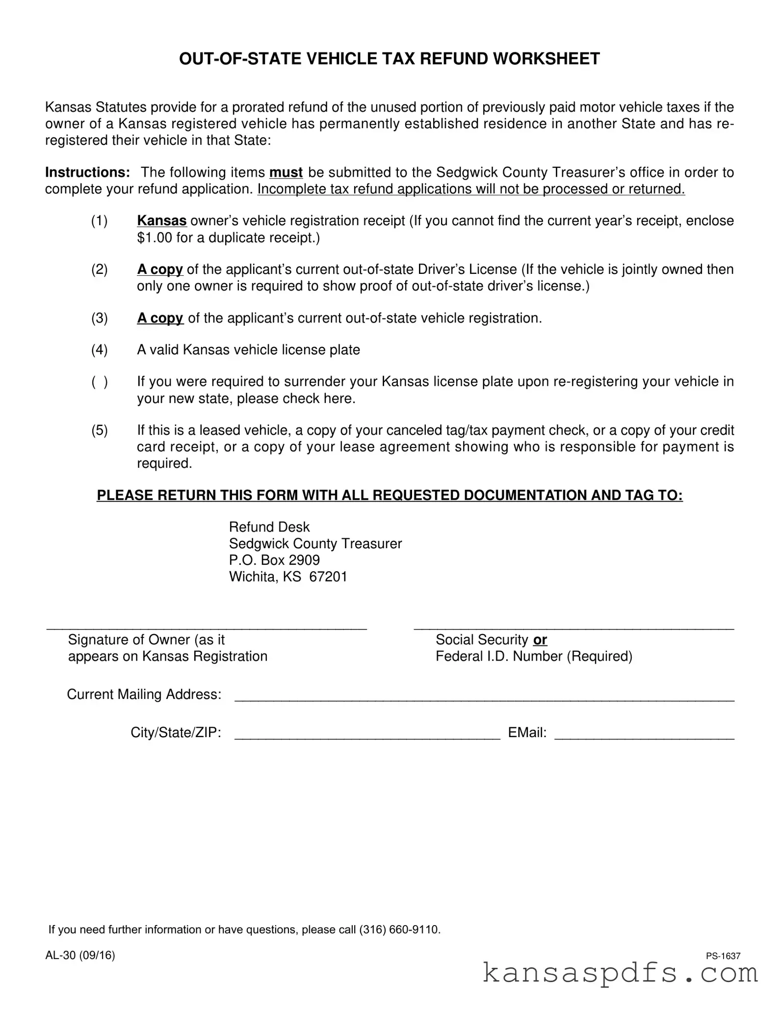 Kansas Al 30 PDF Form