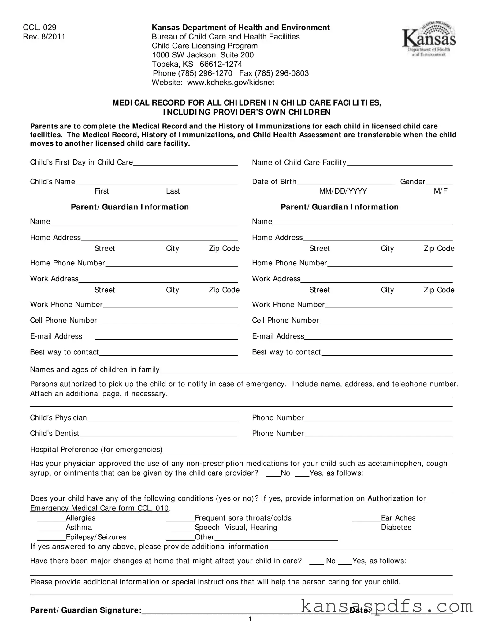 Kansas Ccl 029 PDF Form