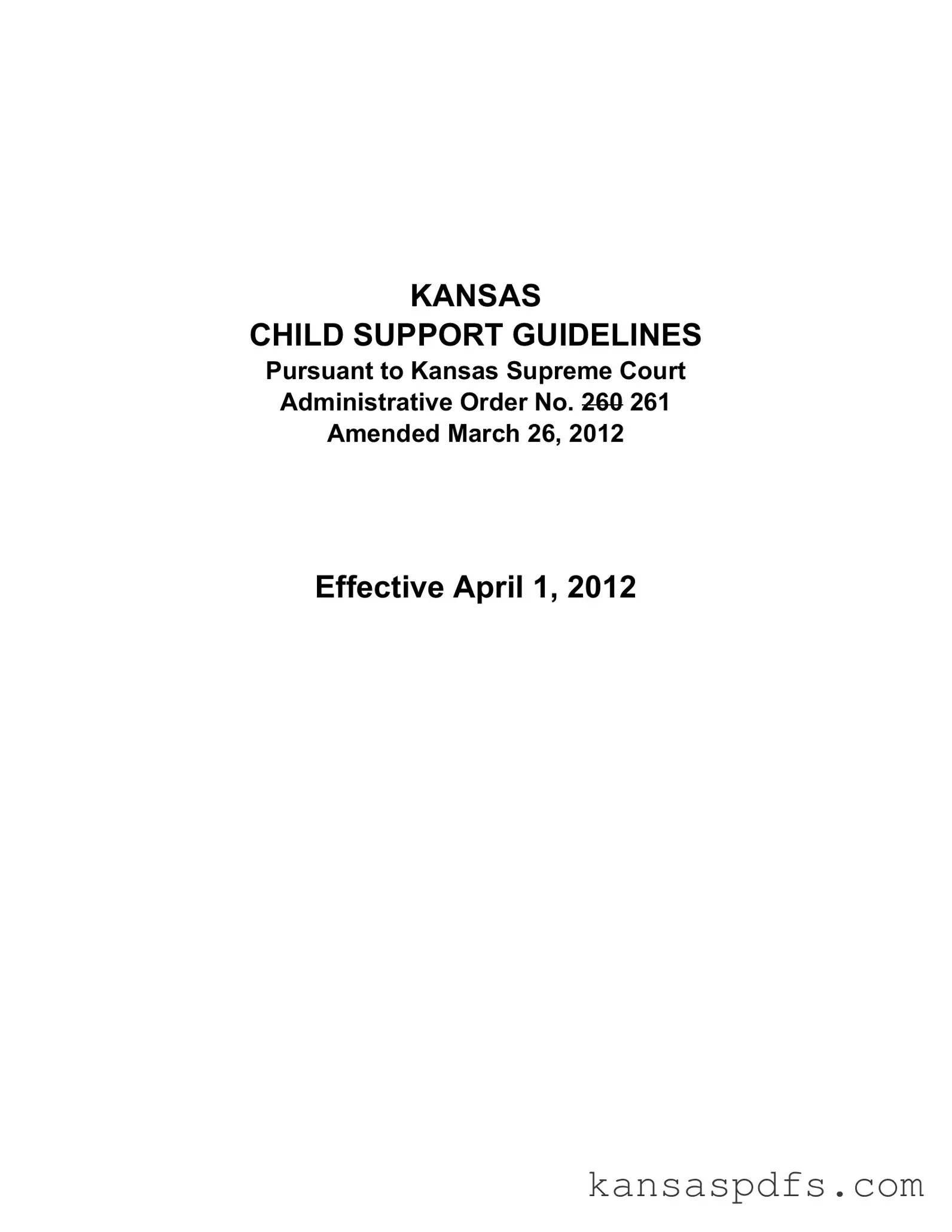 Kansas Child Support PDF Form