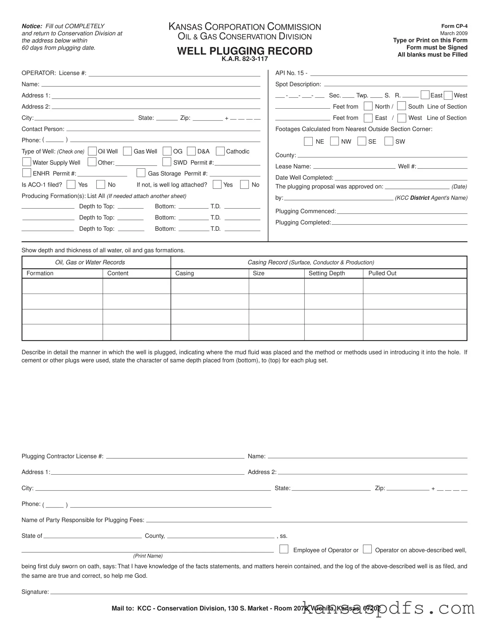 Kansas Cp 4 PDF Form