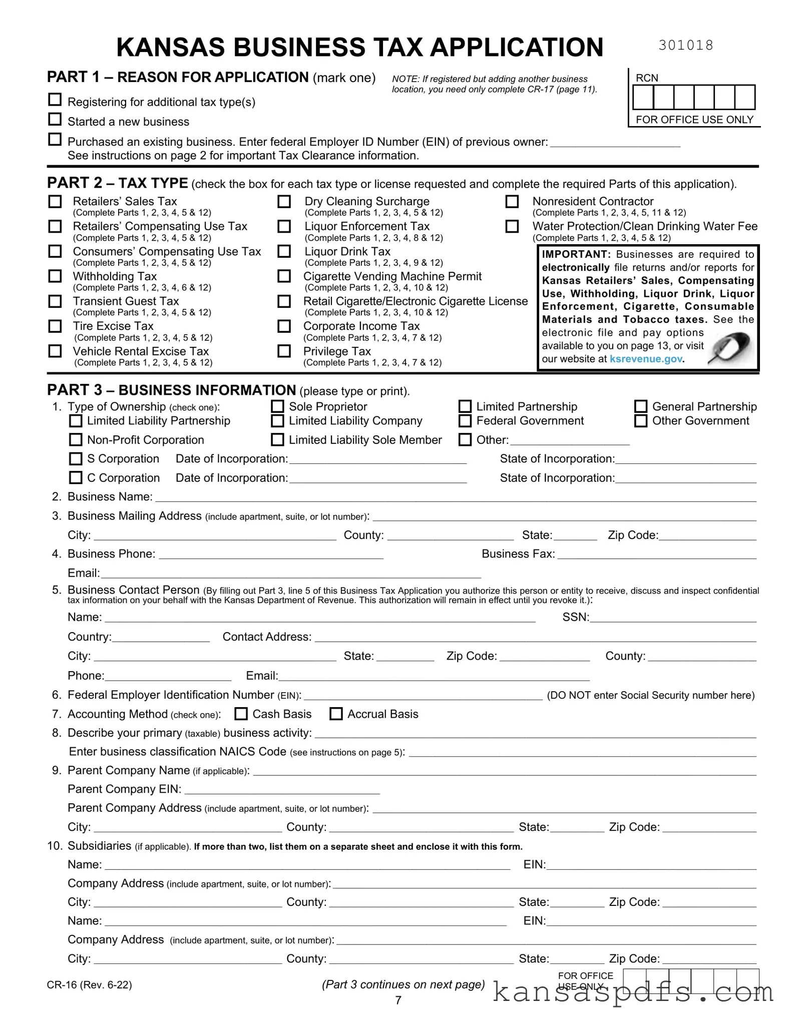 Kansas Cr 16 PDF Form