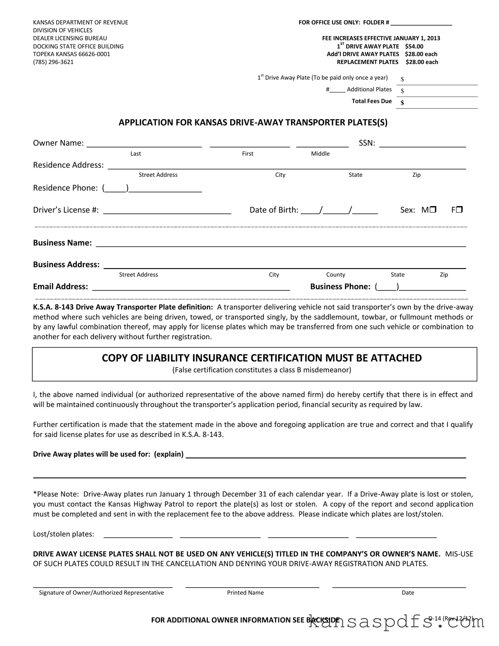 Kansas D 14 PDF Form