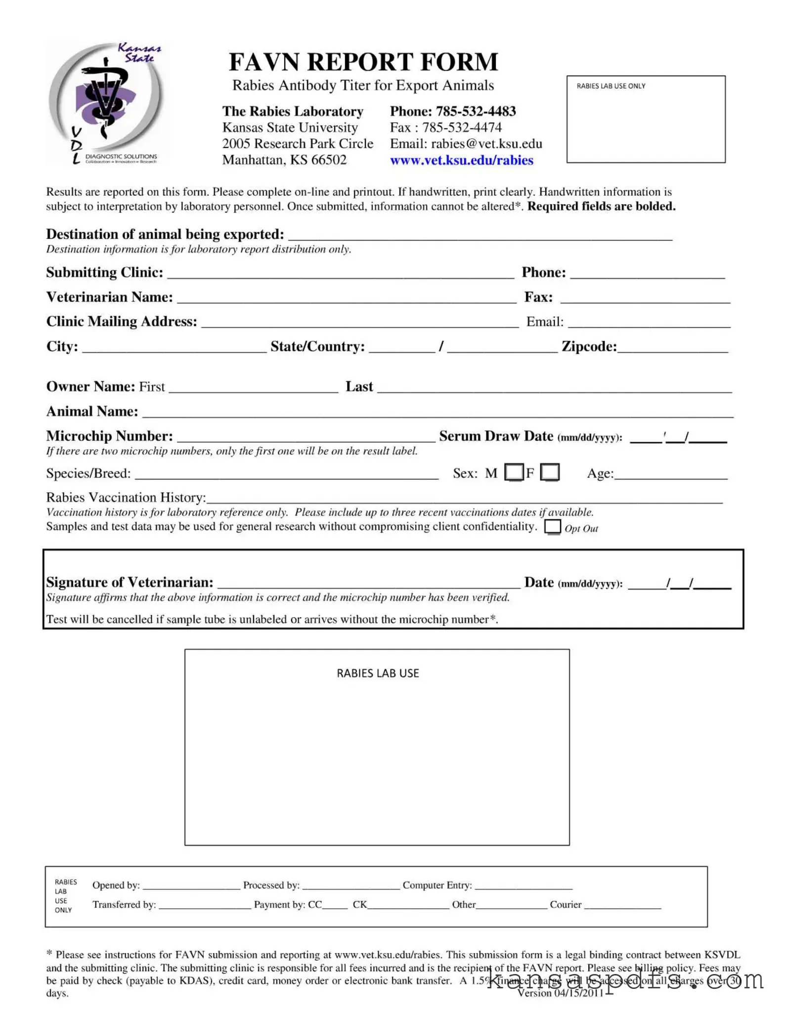 Kansas Favn Report PDF Form