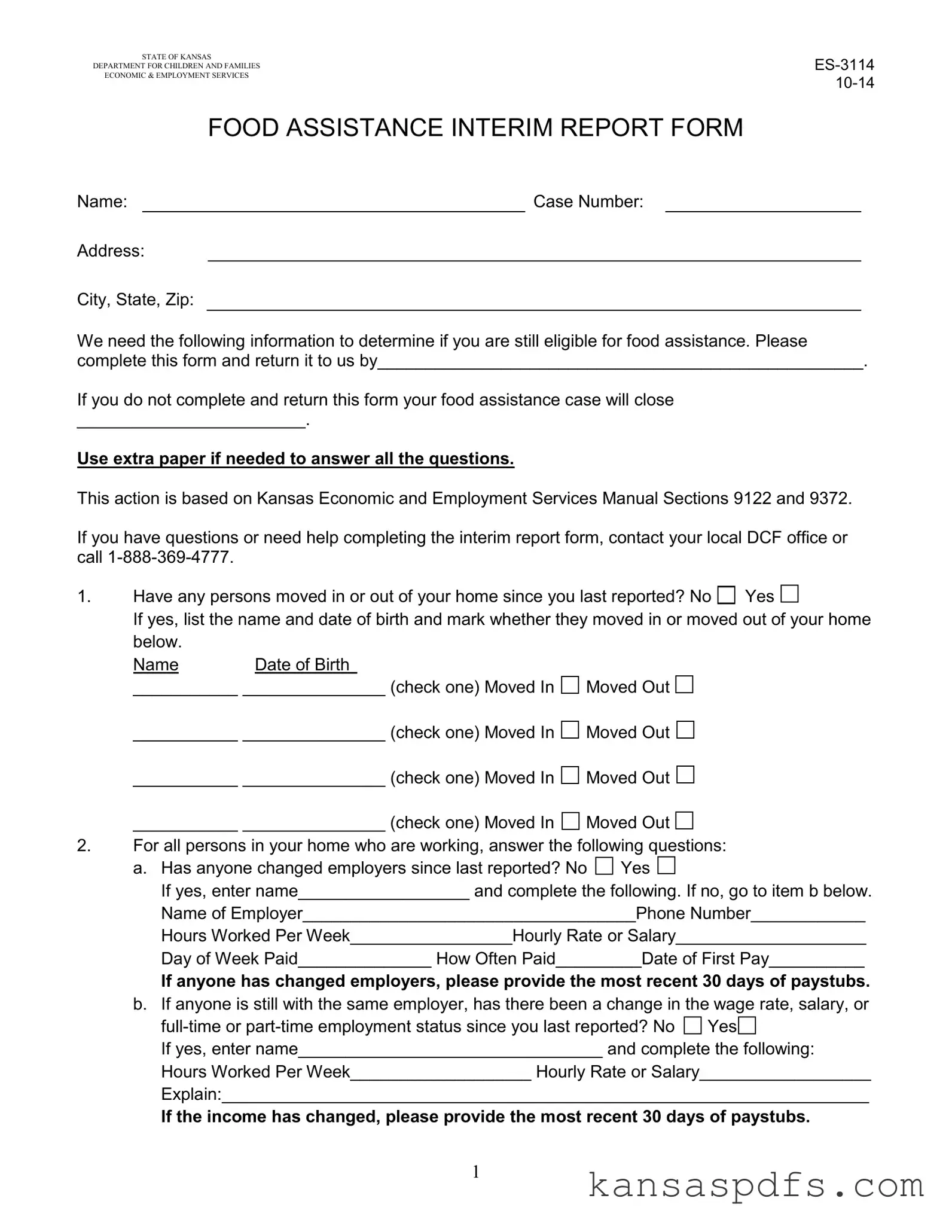 Kansas Interim Report PDF Form