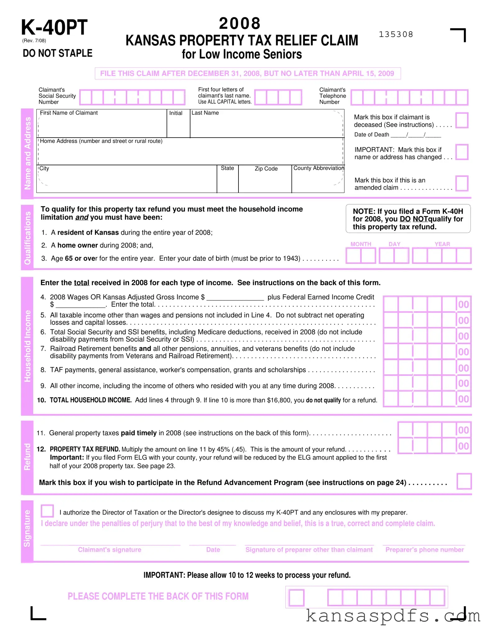 Kansas K 40Pt PDF Form