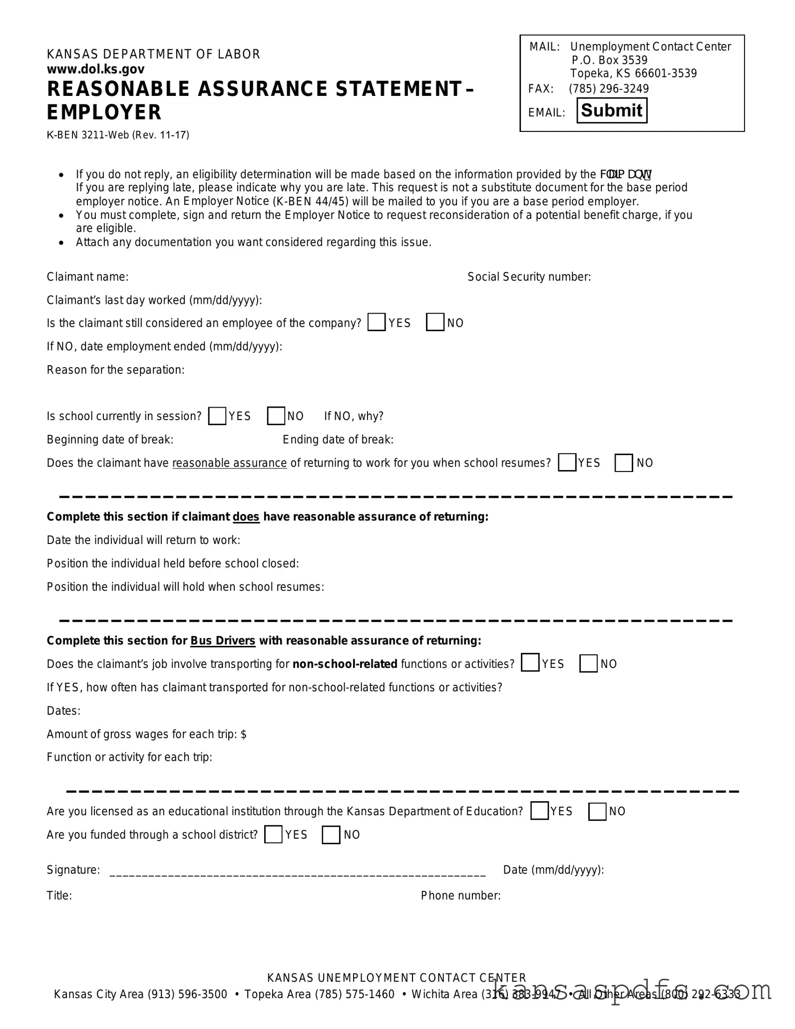 Kansas K Ben 3211 PDF Form