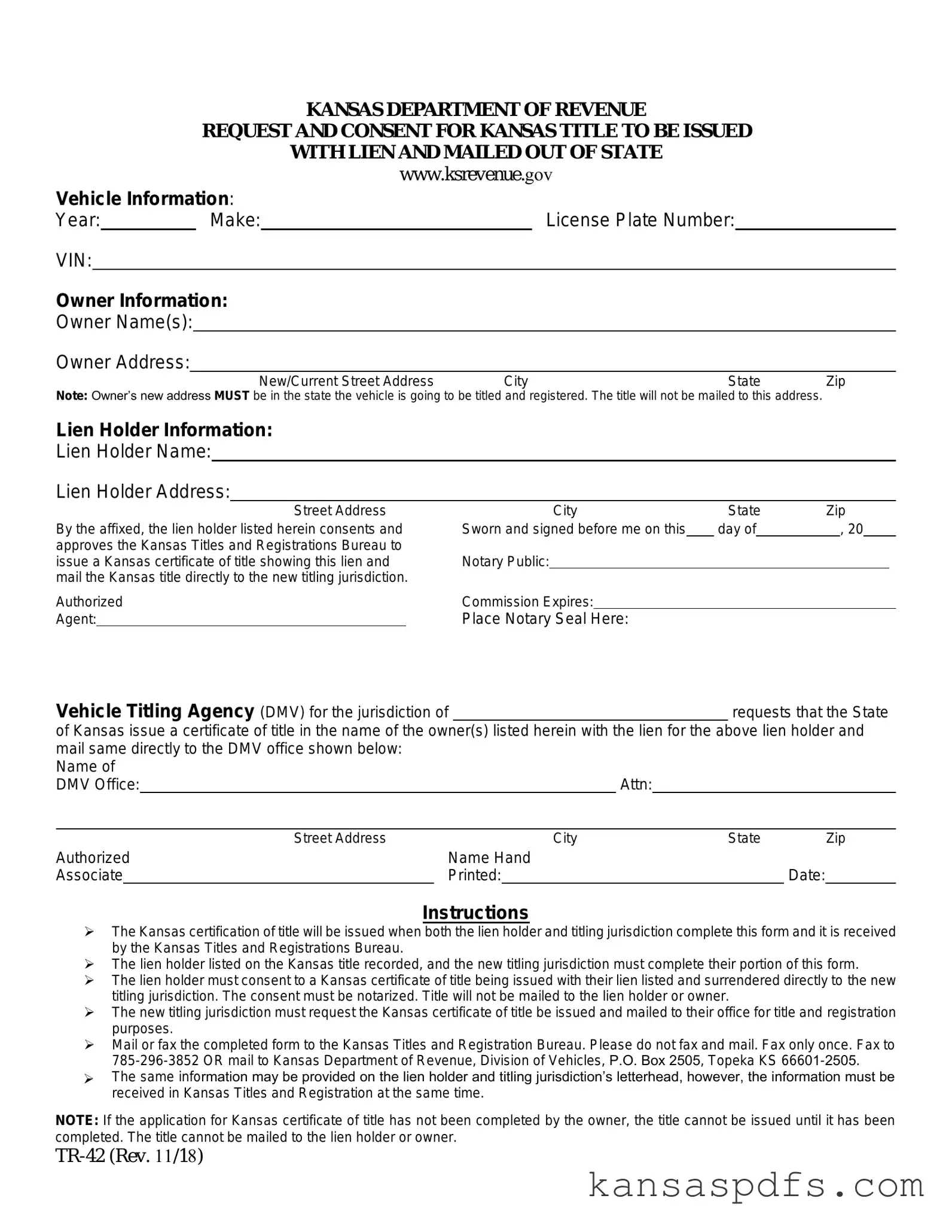 Kansas Tr 42 PDF Form