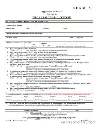 21 Kansas PDF Form