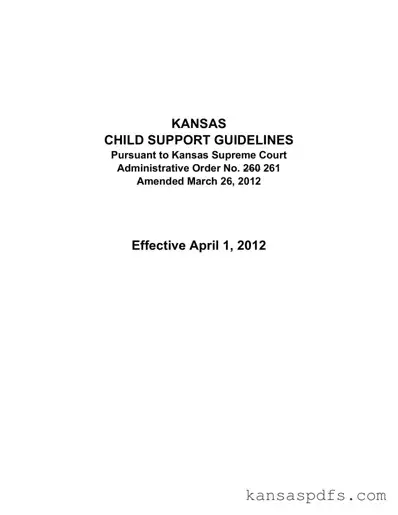 Kansas Child Support PDF Form
