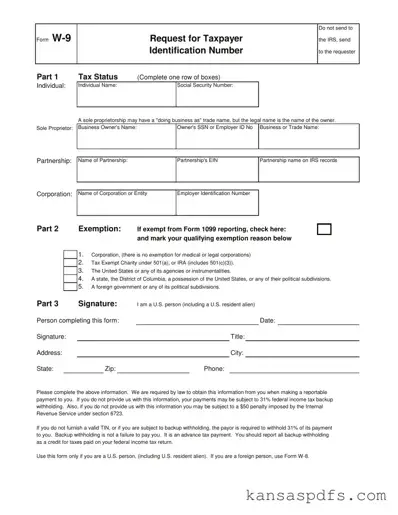 Kansas W 9 PDF Form